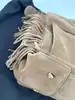 sac maje miss m à franges en cuir suédé couleur camel  moyen modèle