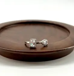 10015310 bague ouverte toi et moi ornée de deux oxydes t56 argent 925 millième (22 ct) 2,07g