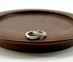 1668910 boucles d'oreilles créoles sertie d'oxydes argent 925 millième (22 ct) 1,73g