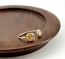 20012190 bague ouverte toi et moi sertie d'oxydes jaunes t54