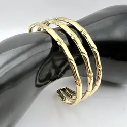 31225760 emsemble bracelet motif bamboo en acier doré