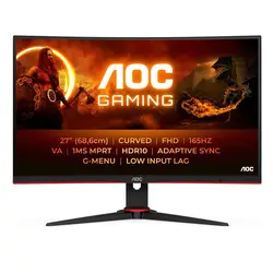aoc gaming c27g2e/bk - écran led - jeux - incurvé - 27' - 1920 x 1080 full hd (1080p) @ 165 hz - va - 350 cd/m² - 3000:1 - 1 ms - 