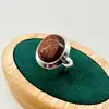 bague vintage sertie d'un cabochon en grés doré t52 argent 925 millième (22 ct) 7,09g