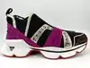 baskets christian louboutin 123 run noir, fuchsia et léopard t40