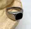 bgac bague chevalière avec onyx regtangulaire en acier argenté t67
