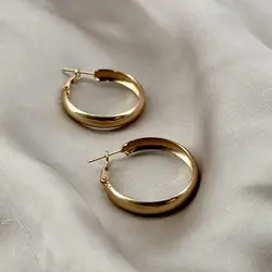 boucles d'oreilles créoles larges en acier doré