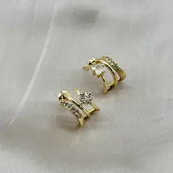 boucles d'oreilles demi-créoles ornées d'oxydes en acier doré