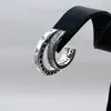 boucles d'oreilles pandora créoles doubles pavé argent 925 millième (22 ct) 4,96g