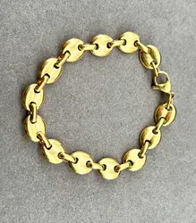brac bracelet chaîne maille grain de café en acier doré l20 cm