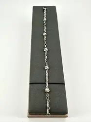 bracelet argent maille alternée et perles texturées l20cm argent autre 4,42g