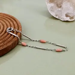 bracelet en argent et perles olives de corail rose argent autre 2,39