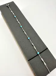 bracelet fin en argent et perles de turquoise avec tubes torsadés argent autre 2,62g