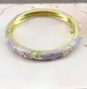 bracelet joncs en émail violet à motif floral
