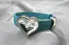 bracelet lalique accroche coeur en cuir turquoise et cristal satiné