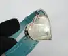 bracelet lalique accroche coeur en cuir turquoise et cristal satiné