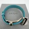 bracelet lalique accroche coeur en cuir turquoise et cristal satiné