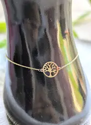 bracelet maille forçat orné d'un motif d'arbre de vie ajouré or 375 millième (9 ct) 0,58g