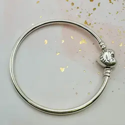 bracelet pandora argent jonc fermoir en forme de cœur estampé argent 925 millième (22 ct) 8,92g