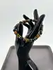 brpi bracelet élastique en pierre oeil de tigre, onyx et acier argenté d8 mm