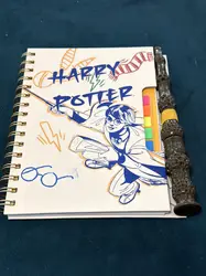 cahier harry potter encre magique avec baguette stylo lampe