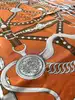 carré 90 hermès grand tralala en soie fond orange