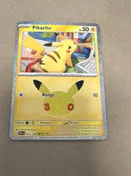 carte pokémon pikachu  09/30 - 031/128 - 30 ans
