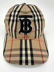 casquette burberry à motif vintage check et logo tb brodé en coton beige et noir