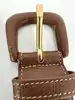 ceinture longchamp en cuir grainé marron taille80 réglable avec détails métalliques dorés