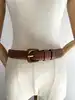ceinture longchamp en cuir grainé marron taille80 réglable avec détails métalliques dorés