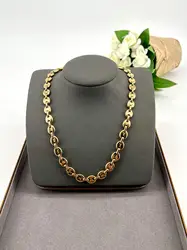 chac collier chaîne maille grain de café en acier argenté l60 cm
