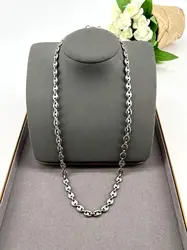 chac collier chaîne maille grain de café en acier doré l50 cm