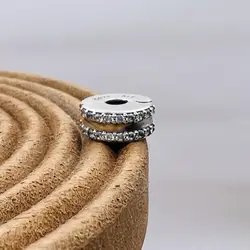charm pandora clip lignes pavé blanc argent 925 millième (22 ct) 2,66g
