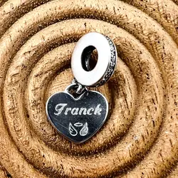 charm pandora pendant plaque cœur gravable argent 925 millième (22 ct) 2,26g
