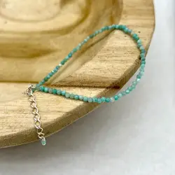 clpi bracelet billes en pierre agate opaline d3mm et métal argenté l16-22 cm