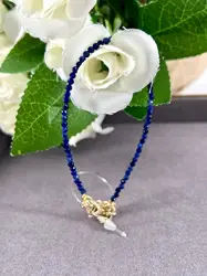 clpi bracelet billes en pierre saphir d3mm et métal doré l16-22 cm
