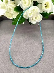 clpi collier billes en pierre apatite d3mm et métal argenté l40-46 cm