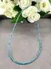 clpi collier billes en pierre apatite d3mm et métal argenté l40-46 cm