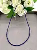 clpi collier billes en pierre saphir d3mm et métal doré l40-46 cm