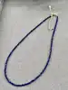 clpi collier billes en pierre saphir d3mm et métal doré l40-46 cm