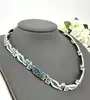collier ras-de-cou vintage maillons articulés à motifs géométriques bleus argent 925 millième (22 ct) 72,97g