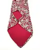 cravate hermès 100% soie rouge à motifs pommes, fleurs et feuillage