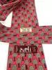 cravate hermès vintage en soie rouge à motif arbres