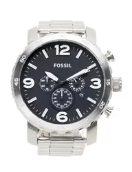 fossil montre pour hommes nate, mouvement chronographe à quartz, boîtier en acier inoxydable de 50 mm avec bracelet en acier inoxy