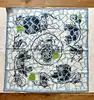 foulard / carré en soie hermès ex-libris mosaïque bleu - 65 cm