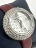 montre femme mauboussin l'heure du premier jour rayonnant mouvement à quartz, bracelet jonc en cuir bordeaux