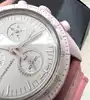montre swatch x omega bioceramic mission to venus mouvement à quartz bracelet en cuir rose effet autruche