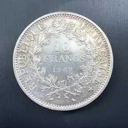 pièce 10 francs hercule 1967 argent 900 millième 24,9g