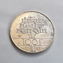 pièce 100 francs général la fayette 1987  argent 900 millième 15,01g