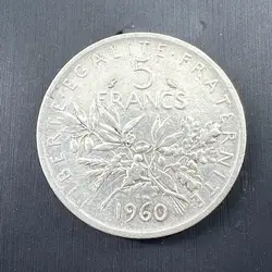 pièce 5 francs semeuse 1960 argent 835 millième 12g