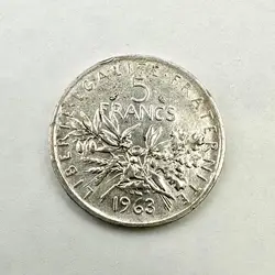 pièce 5 francs semeuse 1963 argent 835 millième 12g